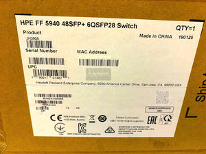 JH390A I NEW BUNDLE HPE FlexFabric 5940 48SFP+ 6QSFP28 Switch DUAL Power & Fans
