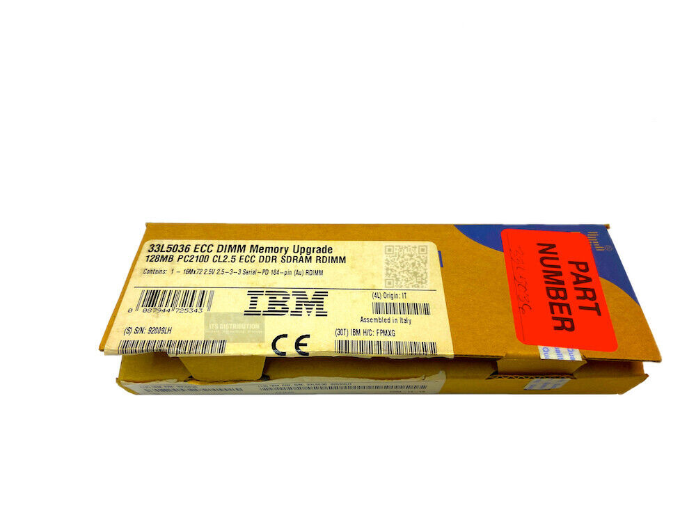 33L5036 I Open Box IBM 128MB DDR SDRAM 266MHz DDR266/PC2100 ECC Memory Module