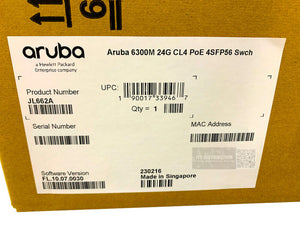 JL662A I New HPE Aruba 6300M 24G CL4 PoE 4SFP56 Switch + JL086A PSU