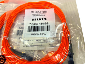 F2F20299-05M I New Belkin Patch Cable MT-RJ Multimode Male 16.4ft Fiber Optic