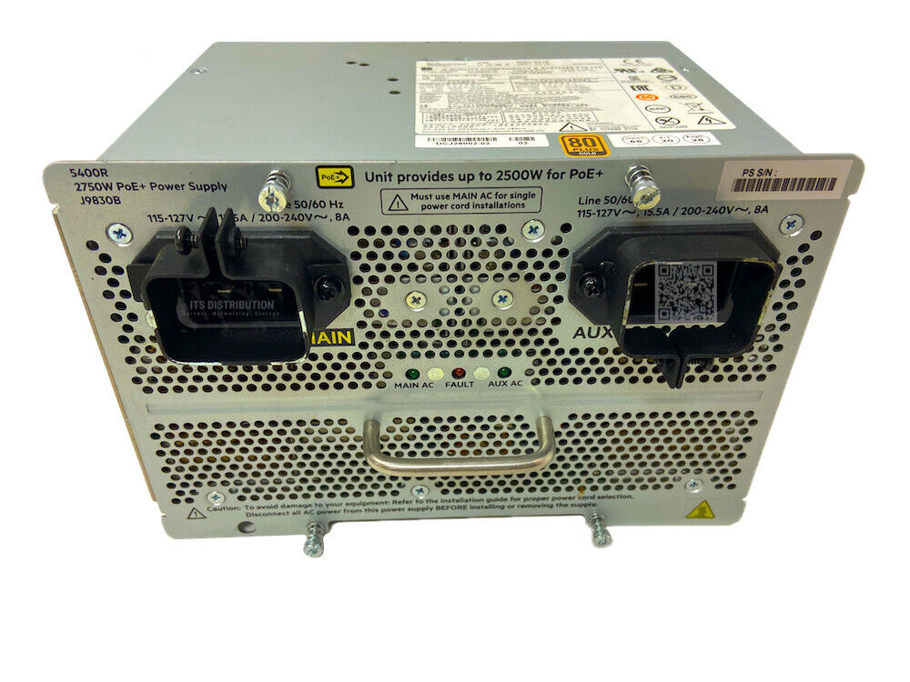 J9830B I HPE 5400R (2750W) PoE+ zl2 Power Supply 0957-2415 DCJ28002-02