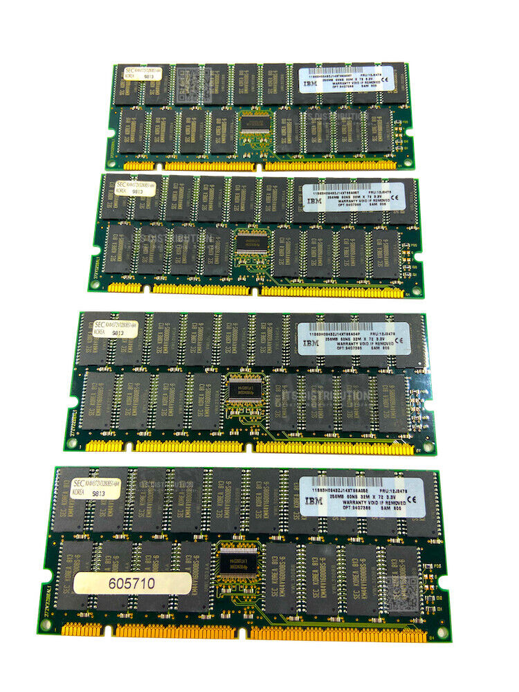 94G7386 I GENUINE IBM 1GB 4x256MB ECC 60NS Memory 12J3478 EDO DRAM DIMM