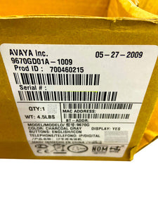 700460215 I Open Box Avaya One-X 9670G Office Business Charcoal IP Phone