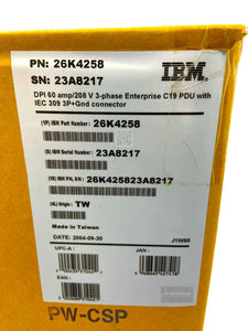 26K4258 I Open Box IBM DPI 60A/208V 3Phase C19 Enterprise PDU IEC309 3P+Gnd Conn