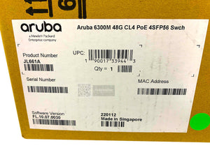 JL661A I DUAL POWER New HPE Aruba 6300M 48G CL4 PoE 4SFP56 Switch +  JL087A
