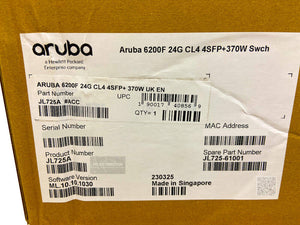JL725A I New Sealed HPE Aruba 6200F 24G CL4 4SFP+ 370W Switch