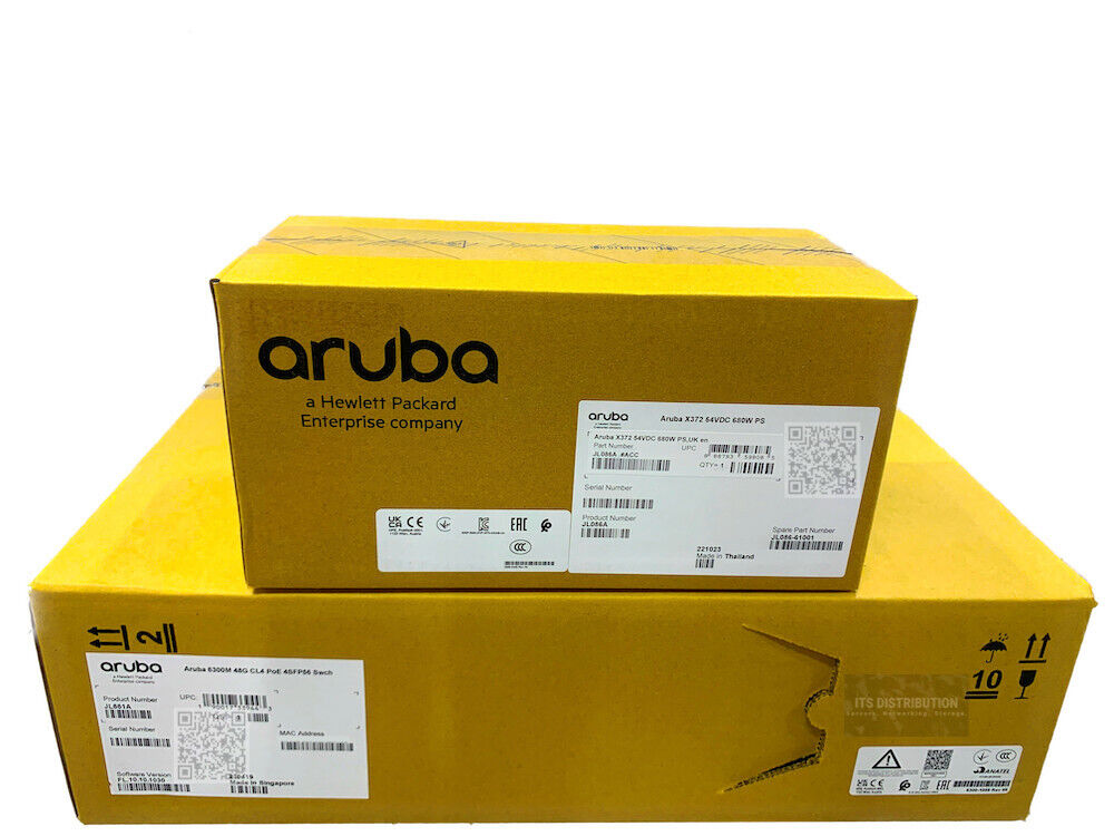JL661A I New HPE Aruba 6300M 48G CL4 PoE 4SFP56 Switch + JL086A Power Supply