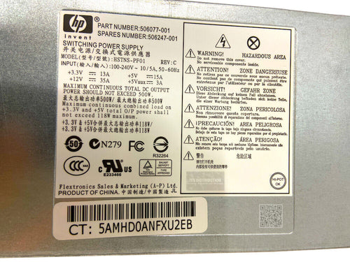 583437-B21 I HP 500W AC Power Supply 506077-001 506247-001 515915-001