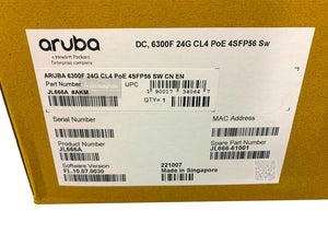 JL666A I New Sealed HPE Aruba 6300F 24G CL4 PoE 4SFP56 Switch