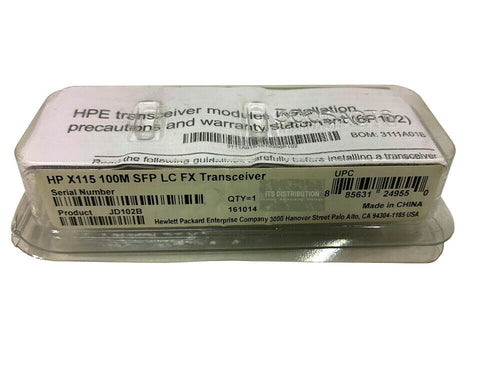 JD102B I Genuine Open Box HPE X115 100M SFP LC FX Transceiver
