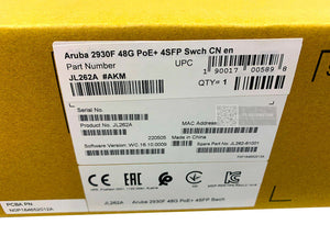 JL262A I Brand New Sealed HPE Aruba 2930F 48G PoE+ 4SFP Switch