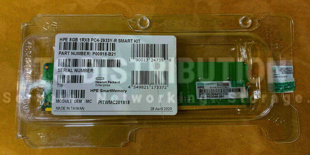 P00918-B21 I Genuine HPE 8GB (1x8GB) Single x8 DDR4-2933 CAS-21-21-21 Reg Memory