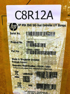 C8R12A | Open Box HP MSA 2040 LFF SAS 12x Total Bay Fibre Channel Chassis C8S54A