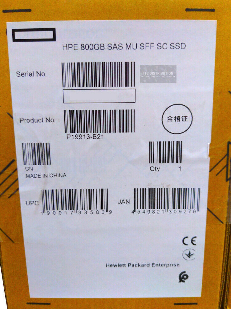 P19913-B21 I New Retail Sealed HPE 800GB SAS MU SFF SC PM1645A SSD Solid State