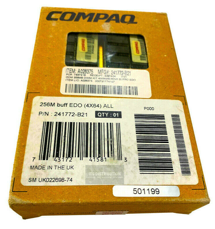 241772-B21 I GENUINE New Sealed HP Compaq 256MB EDO DRAM Memory 4 x 64MB ECC