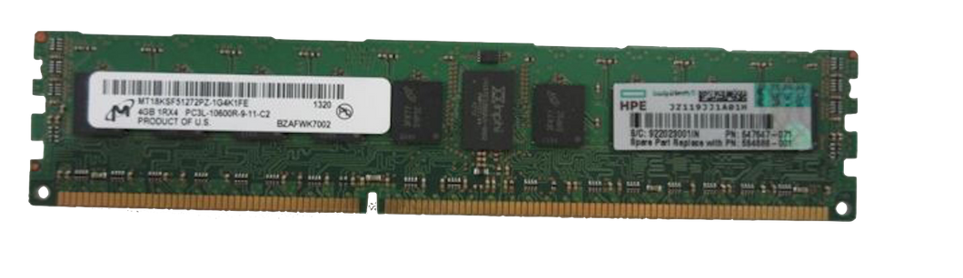 647893-B21 I GENUINE HP 4GB 1Rx4 PC3L-10600R-9 Kit - 4 GB 1 x 4 GB Memory