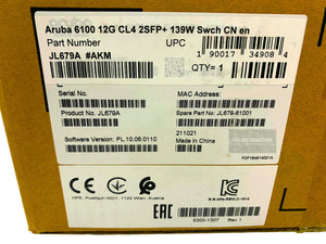 JL679A I New Sealed HPE Aruba 6100 12G CL4 2SFP+ 139W Switch