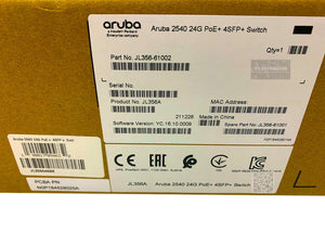 JL356A I Brand New Sealed HPE Aruba 2540 24G PoE+ 4SFP+ Switch