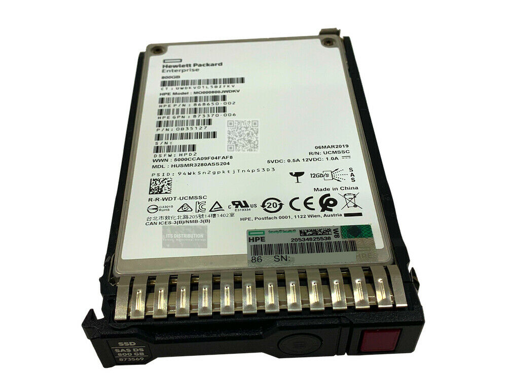 873363-B21 I HPE 800GB Hot-Plug SAS 2.5 12G Mixed Use SFF Smart