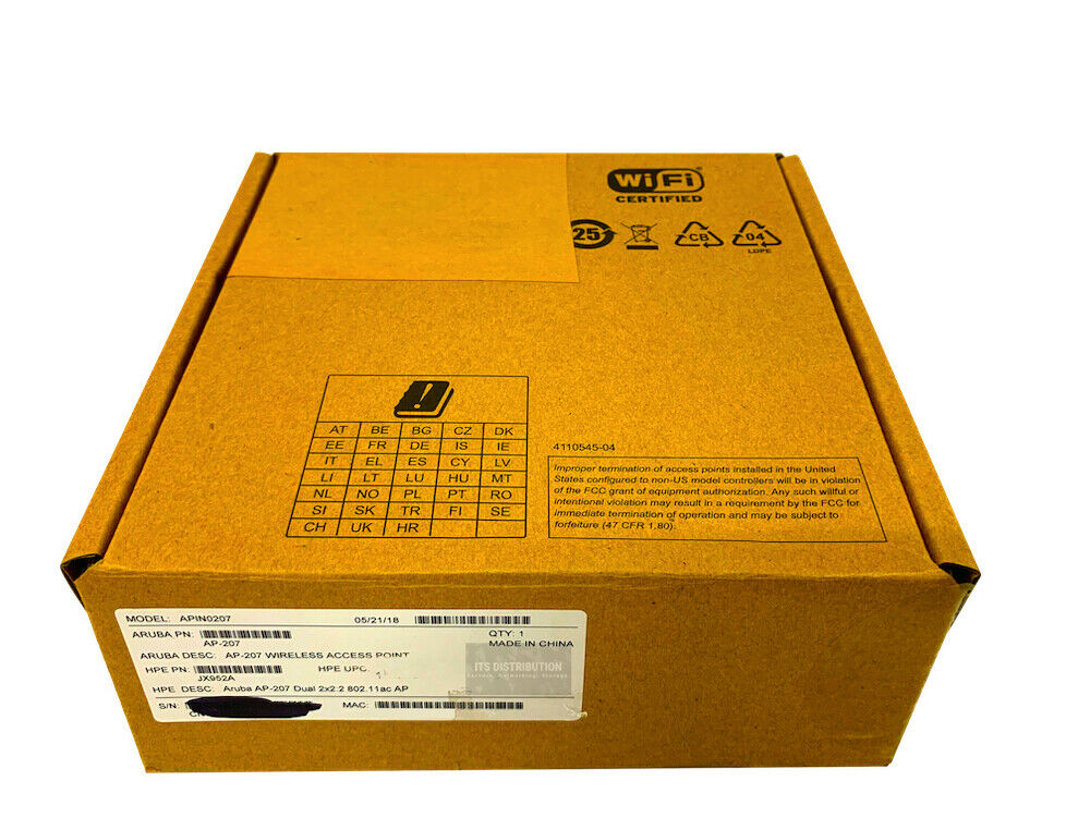 JX952A I HPE Aruba AP-207 802.11n/ac 2x2:2 Dual Radio AP