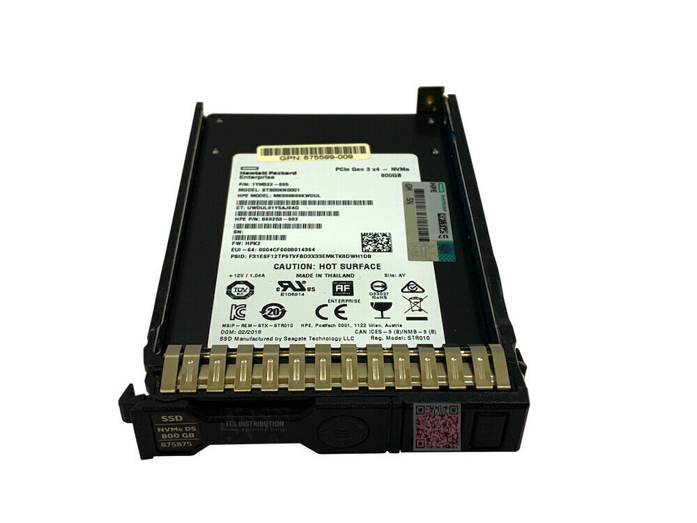 875595-B21 I HPE 800GB NVMe GEN3 MainstreamPerformance MU SFF SCN U.2 PE6031 SSD