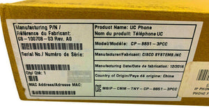 CP-8851-3PCC-K9 I Brand New Cisco IP Phone 8851 PoE Multiplatform Phone Firmware