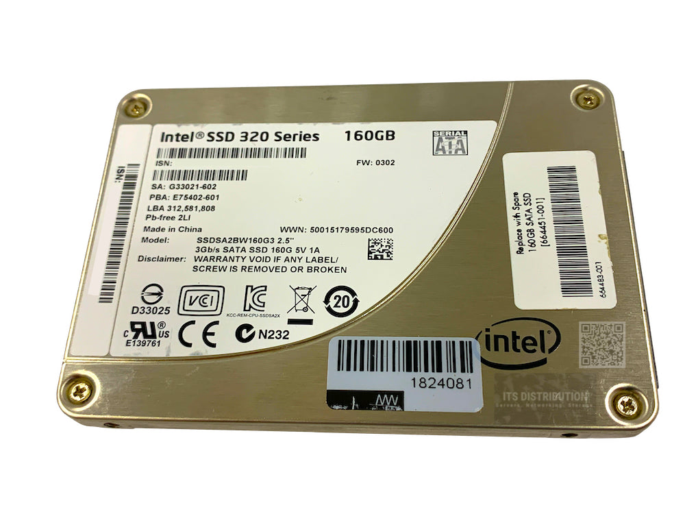 664451-001 I Genuine HPE 160GB SATA SSD 2.5 NHP SPCL SFF SSD SSDSA2BW160G3
