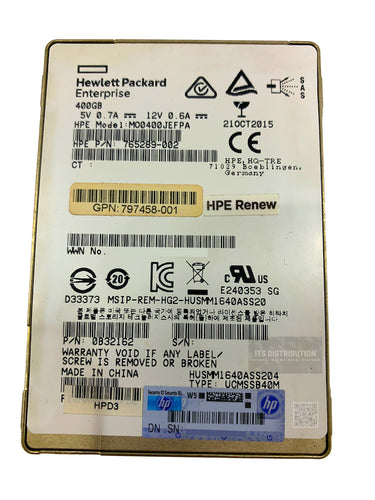 765289-002 I Genuine HP 400GB Hot-Plug Solid State Drive SSD SAS 797539-001