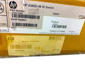 JD332A I Brand New Factory Sealed HP A3600-48 SI Layer 3 Switch